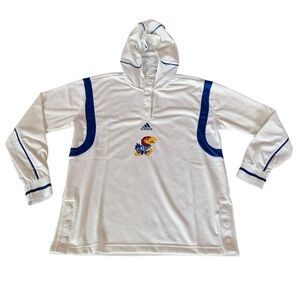 NWT Adidas Men’s Small Kansas Jayhawks White Hooded Basketball Warm Up Shirt‎